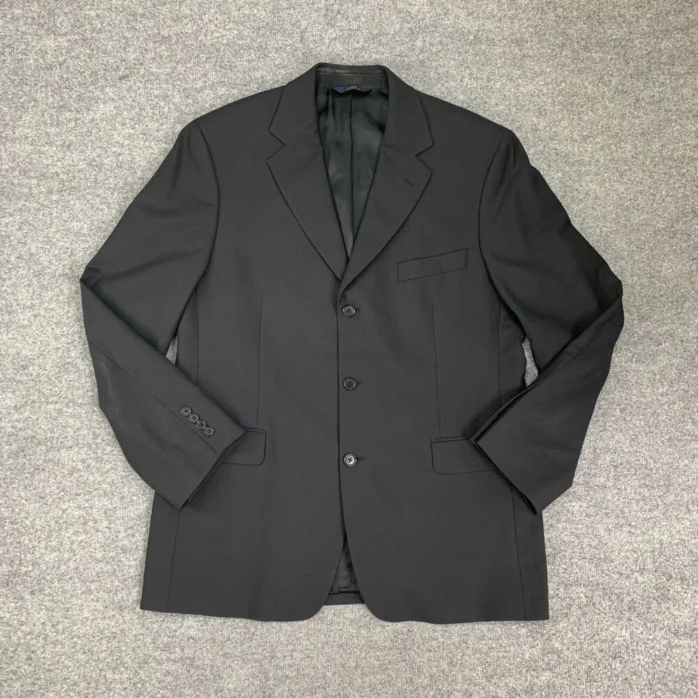 Vintage Brooks Brothers‎ Blazer Mens 42 Black Single Breasted 3 Button Wool